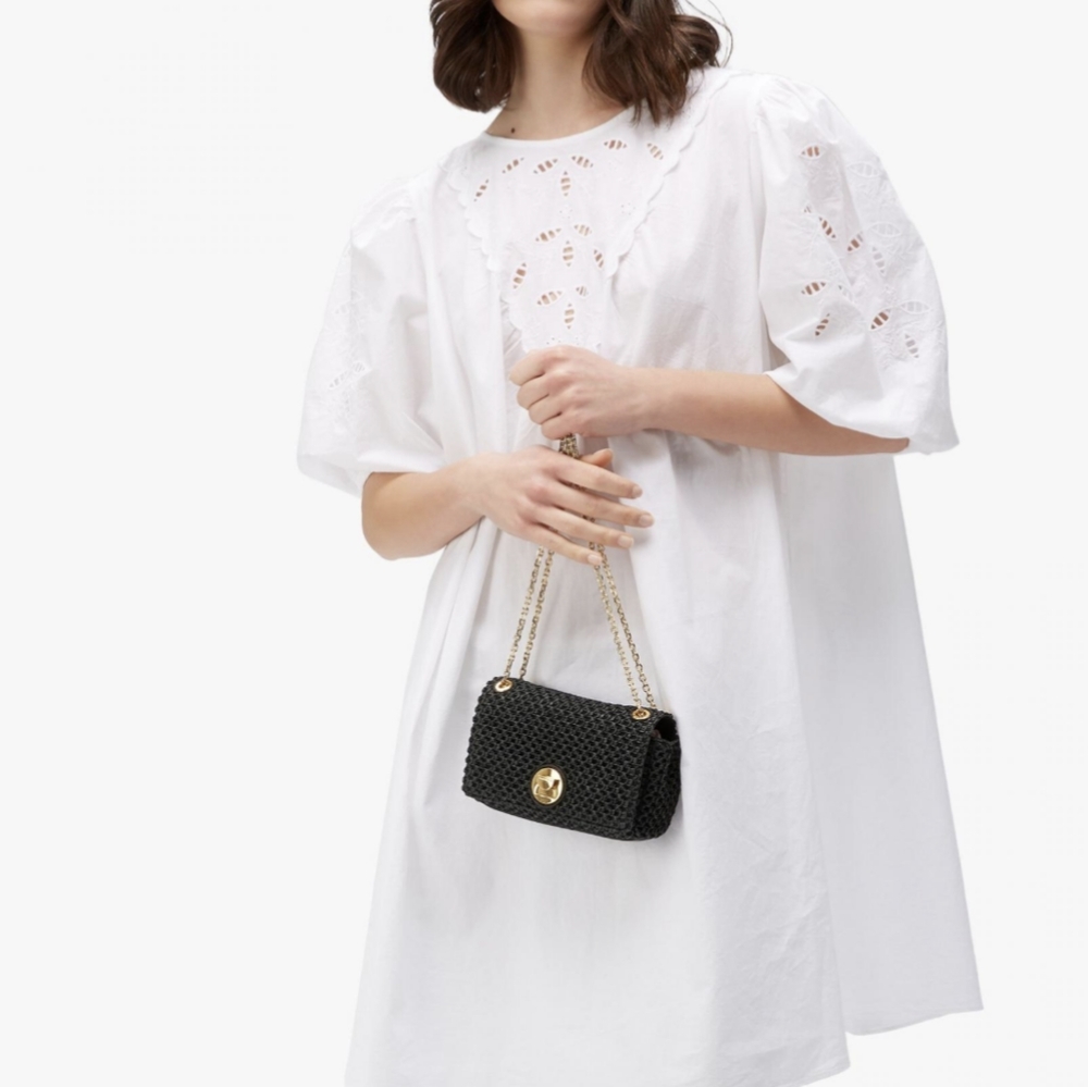 H&M White Mini Dress with Eyelet Details